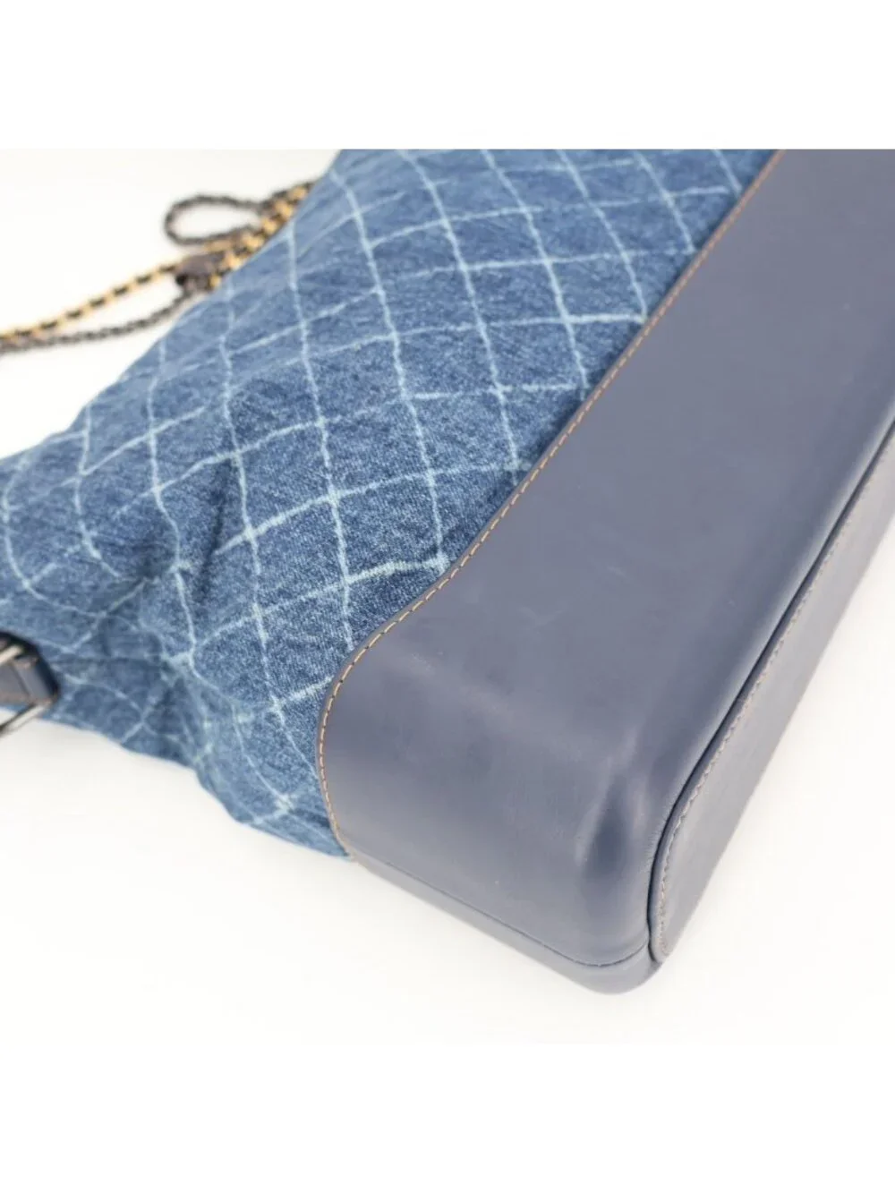 Chanel Gabriel Denim Xleather Chain Shoulder Bag Blue Gold